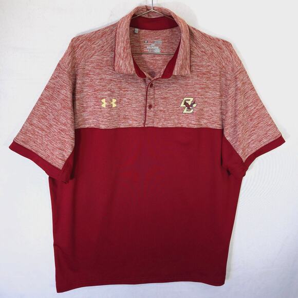Under Armour Polo Mens XL Maroon Loose Fit Performance Golf Shirt Boston College - Picture 2 of 10